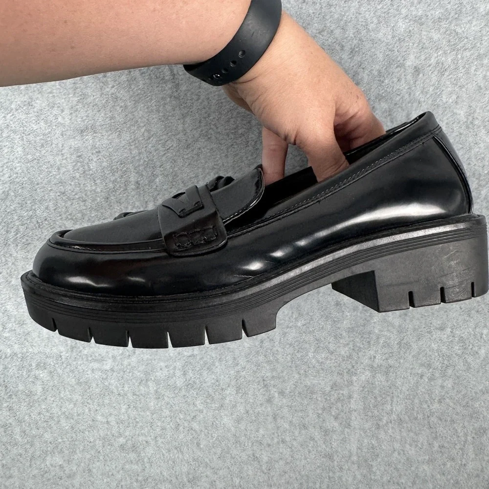 MIA Shoes Womens Size 6.5 Loafer‎ Platform Slip On Chunky Sole Y2K Faux Leather